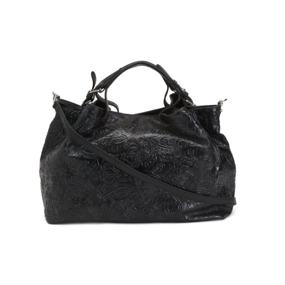 ISADORA Black Made In Italy Leather Tote With Buckles